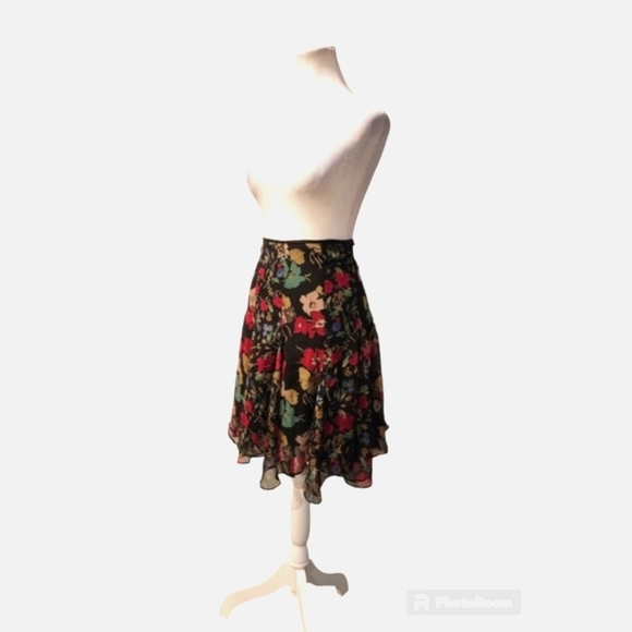 Vintage 1990s Ralph Lauren Floral Chiffon Skirt Lined - Picture 4 of 7